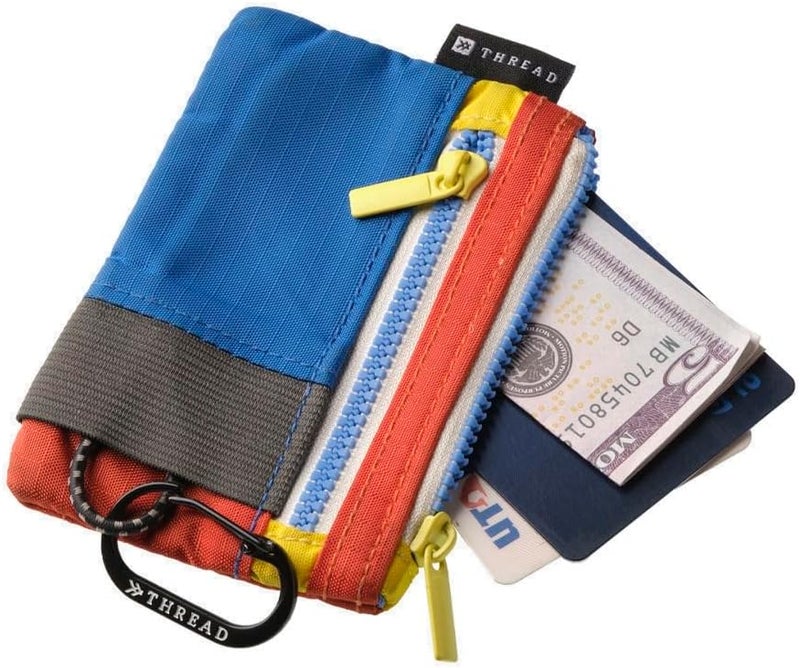 Thread Wallets Pouch Wallet – Compact Zip Wallet with Clear ID Window, Coin & Card Pockets, and Key Stash – Lightweight Rip-Stop Travel Wallet for Men & Women (Color Block) - Image 3